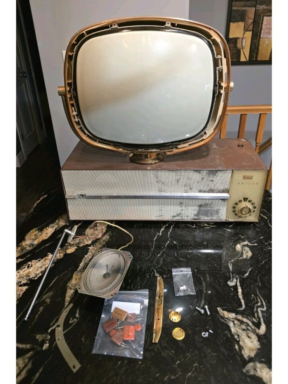 VTG PHILCO PREDICTA TV DISASSEMBLED – FOR PARTS NOT WORKING MISSING PARTS PROP